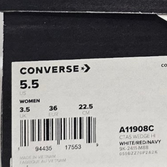 Converse Women's CTAS Wedge Platform Hi Tops Size 5.5 White A11908C NWT - Picture 8 of 8